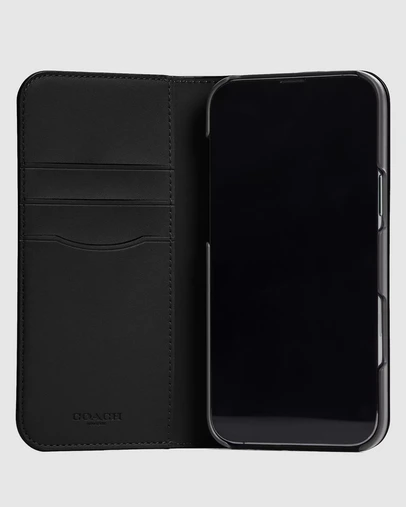 Coach - Coach Folio Case Signature Charcoal for iPhone 16