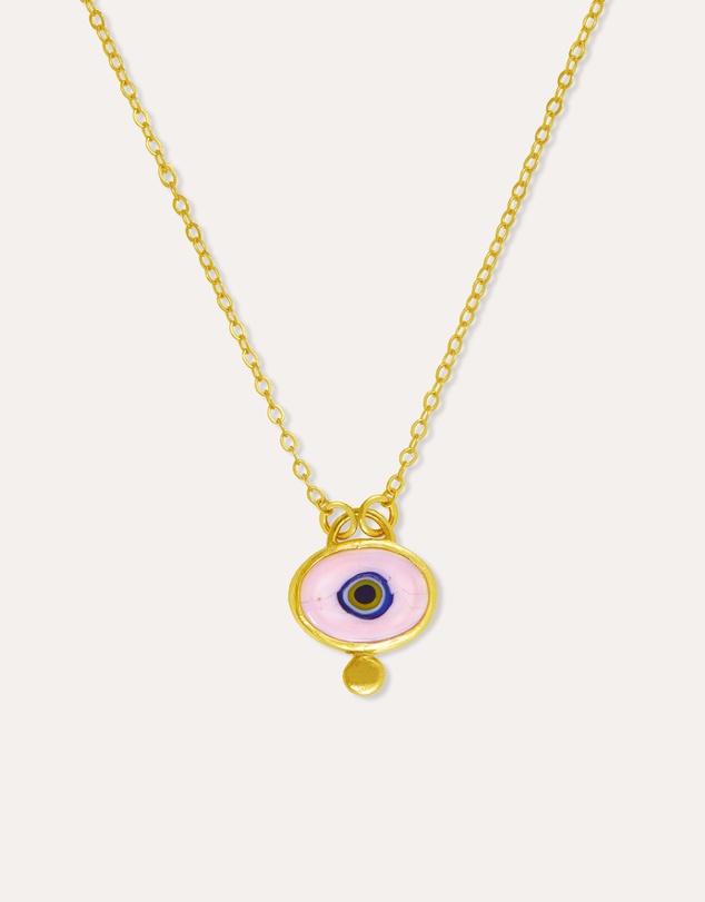 Ottoman Hands - Alara Pink Evil Eye Pendant Necklace