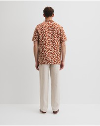 Country Road - Linen Leaf Print Short Sleeve Shirt