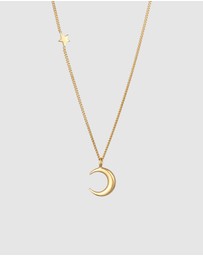 Elli Jewelry - Necklace Pendant Crescent Moon Star Astro in 925 Sterling Silver Gold Plated