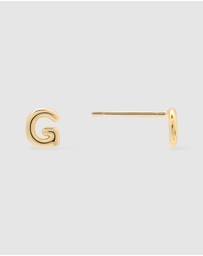 Wanderlust + Co - Alphabet Bubble Gold Stud Earrings - Letter G