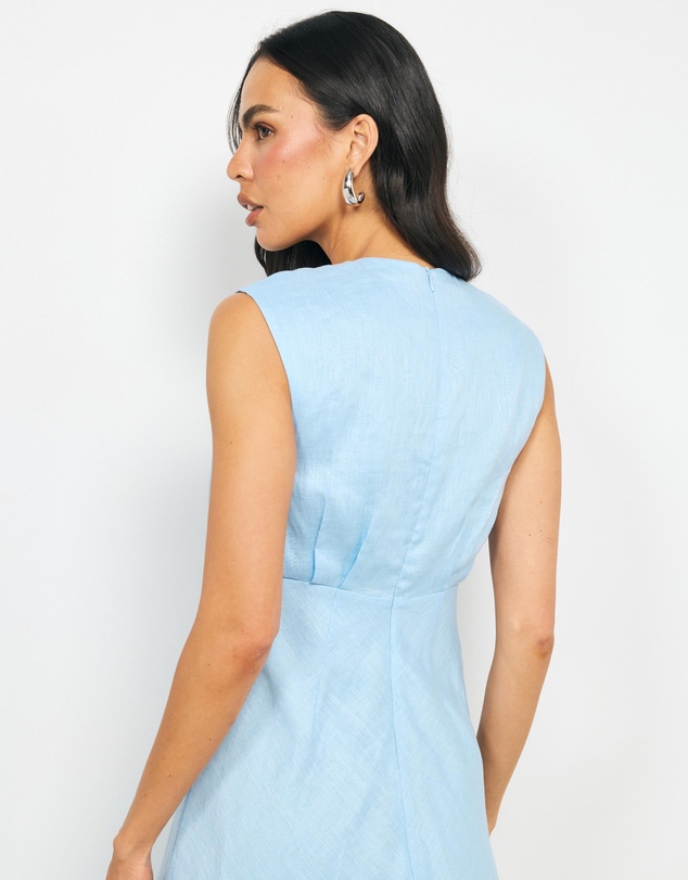 AERE - Orli Bead Detail Linen Midi Dress