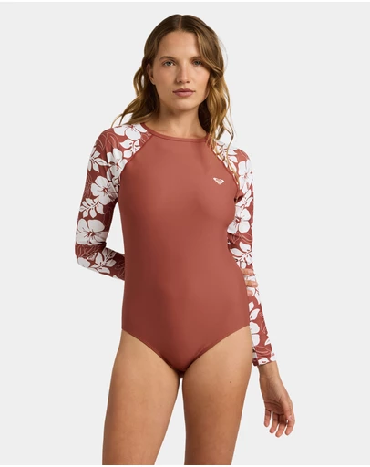Roxy - Womens Basic Mix Long Sleeve One Piece Swimsuit