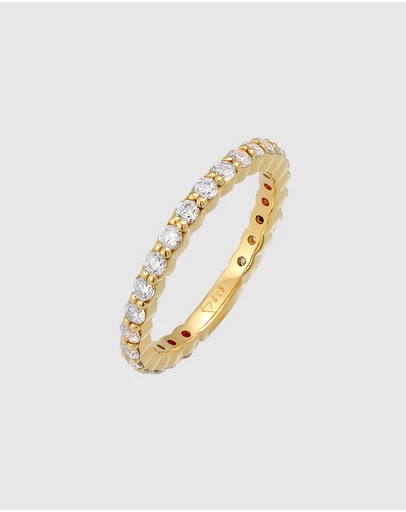 Elli Jewelry - Zirconia Band Ring in Gold-Plated 925 Silver