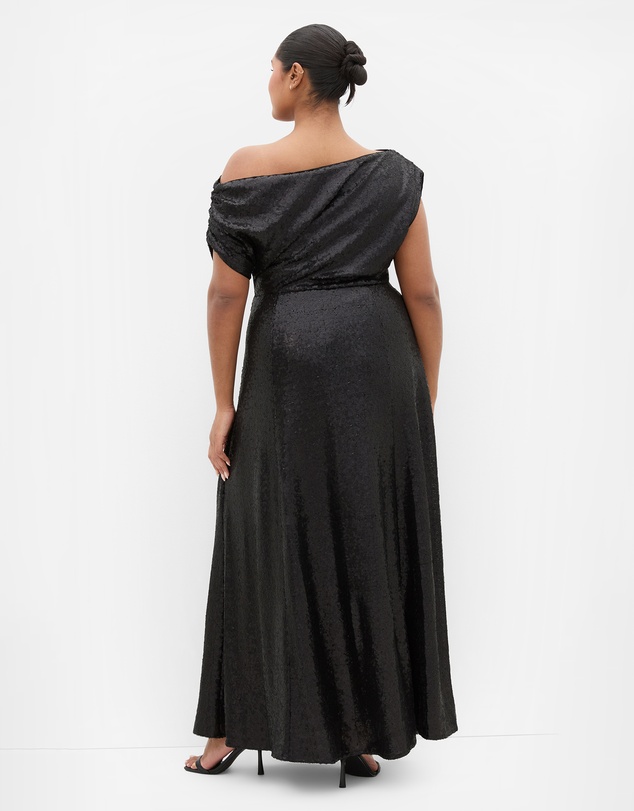 City Chic - Plus size Sequin Off Shoulder Maxi Dress - black
