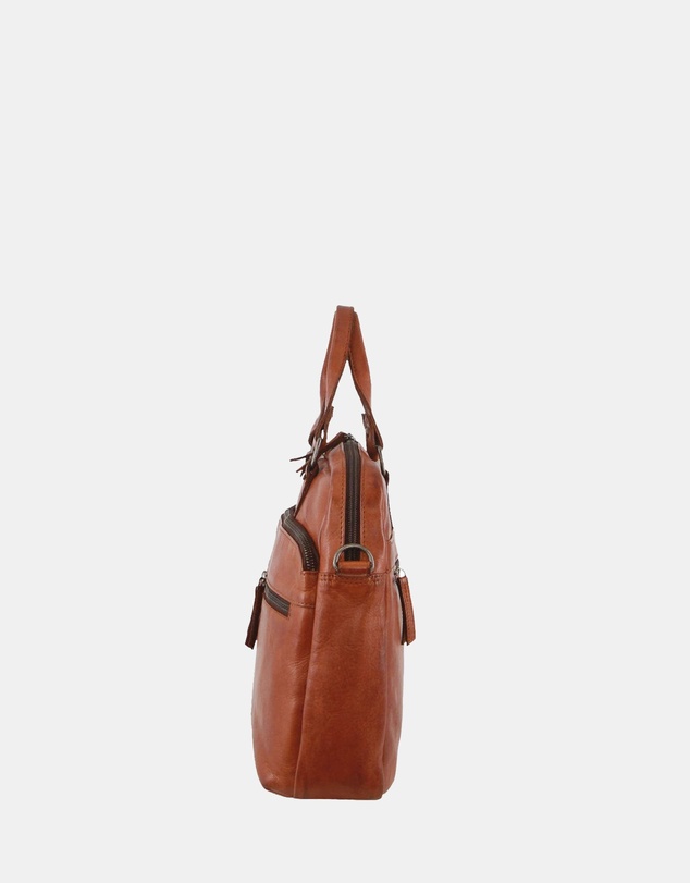 Pierre Cardin - Pierre Cardin Multi-Compartment Leather Computer Bag