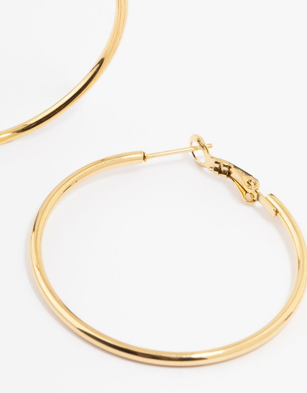 Lovisa - Gold Plated Surgical Steel Thin Hoop Earrings 40 MM