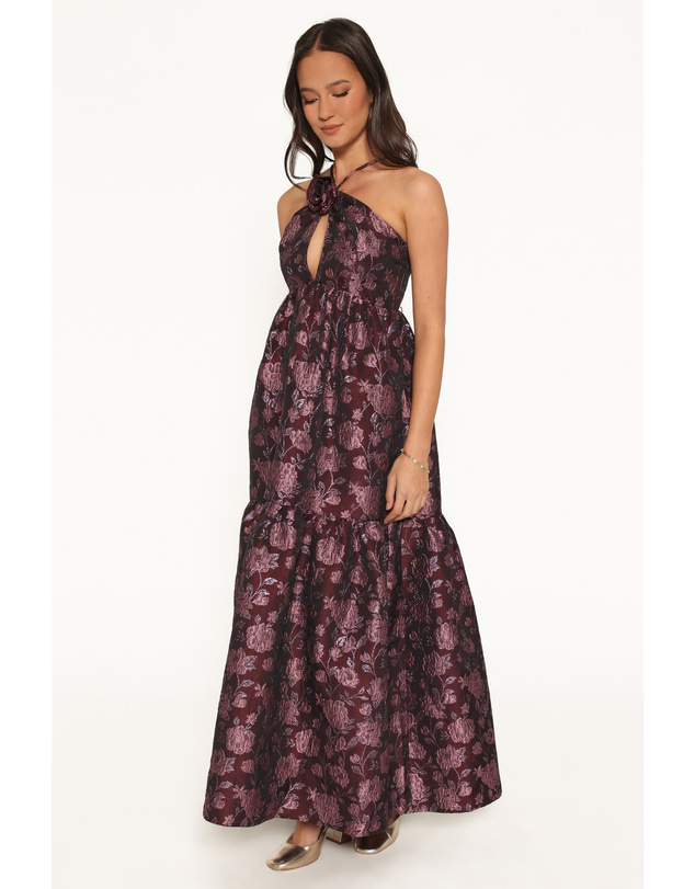 Petal & Pup - Jasminda Maxi Dress - Plum Brocade