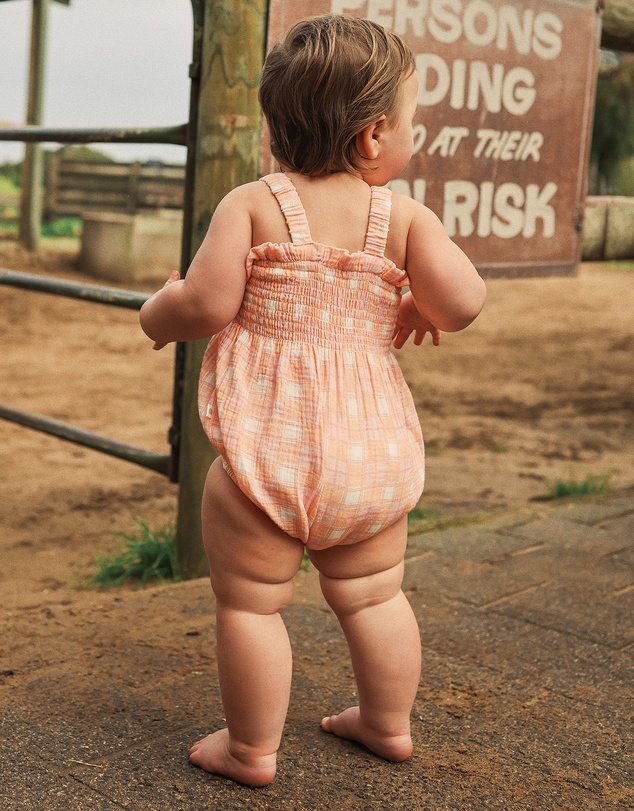 Kynd Baby - Shirred Romper in Check