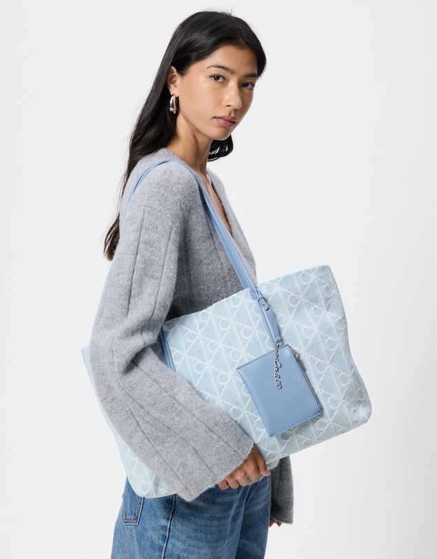 Calvin Klein - Emblem Aop Denim Tote W/ Pouch
