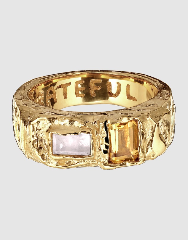 Haze & Glory - ICONIC EXCLUSIVE - Ring Signet Quartz Citrine Gemstone 925 Sterling Silver Vermeil
