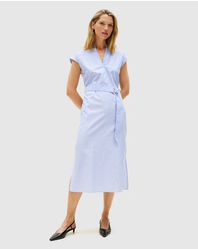 Tommy Hilfiger - Poplin Midi Belted Dress