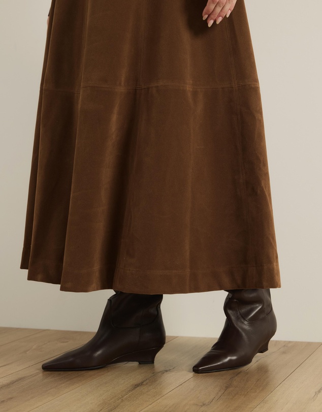 Atmos&Here Curvy - Frances Suede Flare Midi Skirt