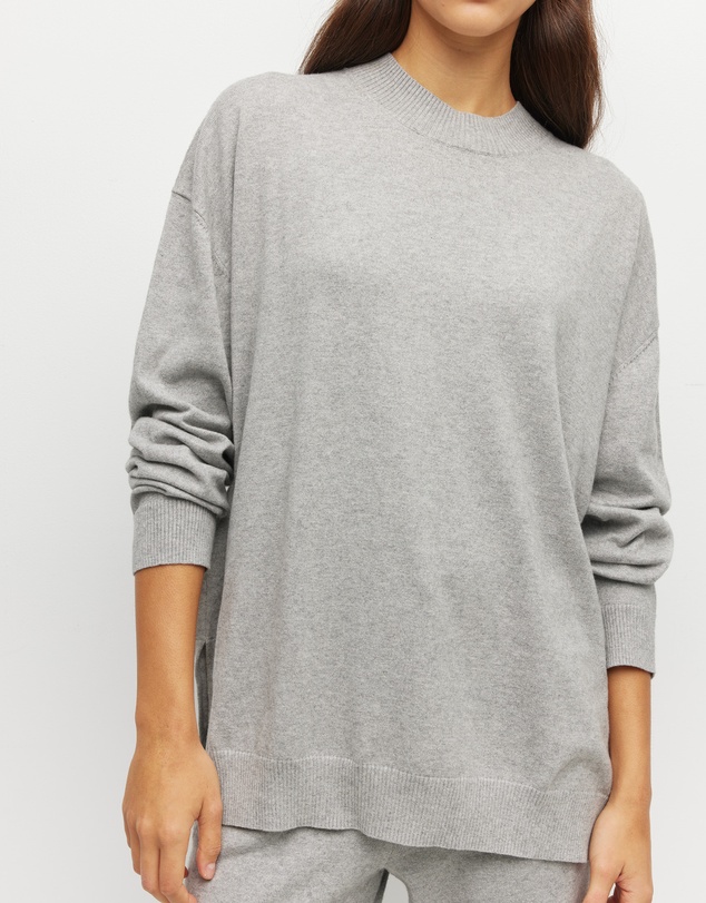 JH Lounge - JHL Crew Sweater (Cotton Cashmere) Grey Marle