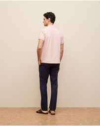 Trenery - Pique Monogram Short Sleeve Polo in Soft Pink