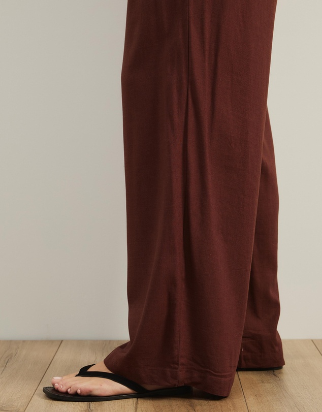 Atmos&Here Curvy - Tenley Wide Leg Drawstring Linen Blend Pants