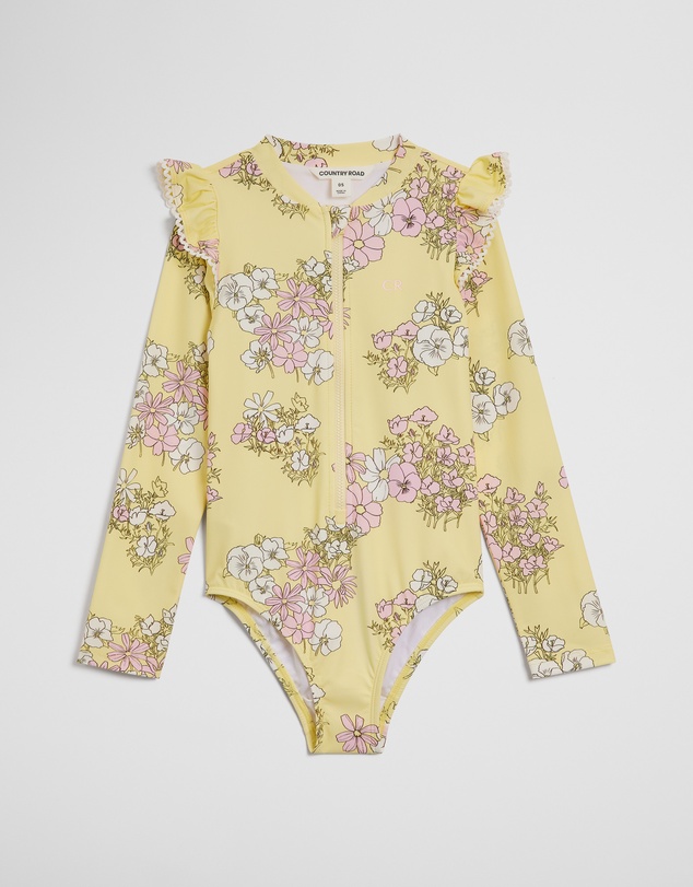 Country Road - Long Sleeve Frill Swimsuit