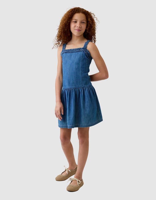 GAP - Sleeveless Denim Drop Waist Dress - Teens