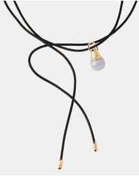 PDPAOLA - Blue Lace Agate Riviera Pendant Leather Necklace