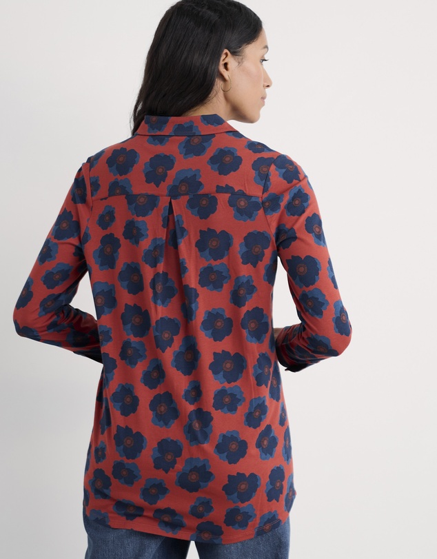 Seasalt - Seasalt Cornwall Red Dove Plant Jersey Button-Through Tunic