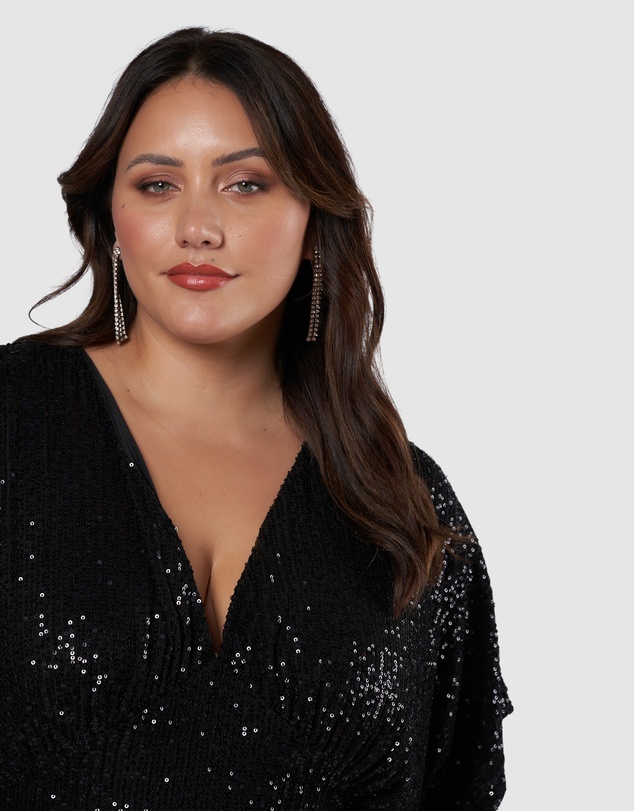 Pink Dusk by Curve Project - Want you Sequin Midi Dress