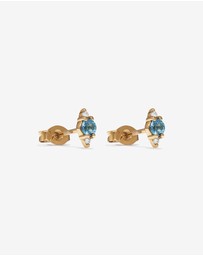 Michael Hill - London Blue Topaz and Diamond Stud Earrings in 10kt Yellow Gold