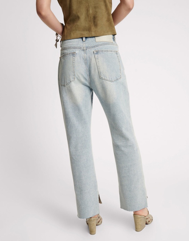 ONE TEASPOON - Fleetwood Zipped Hooligans Mid Waist Relaxed Cropped Jeans