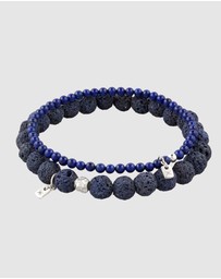 Kuzzoi - ICONIC EXCLUSIVE - Bracelet Men Lapis Lazuli Lava Beads 925 Sterling Silver