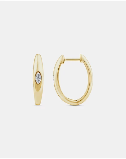 Zoe Olivia - 9K Gold Marquise Lab Grown Diamond Huggie Earrings