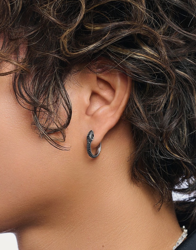 THOMAS SABO - Snake hoop earrings with black zirconia