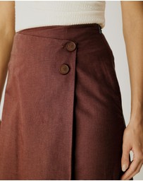 Atmos&Here - Alva Linen Blend Wrap Midi Skirt