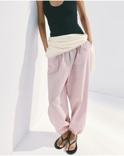 M.N.G - Checked Plaid Baggy Trousers