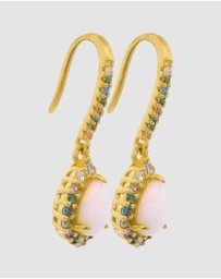 Georgini - GEORGINI WISTERIA CREATED OPAL FLORIBUNDA SHEPHERD HOOK EARRINGS GOLD
