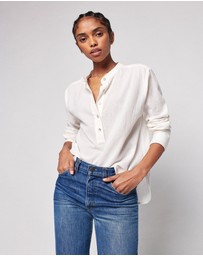 Faherty - Dream Organic Cotton Gauze Collarless Shirt