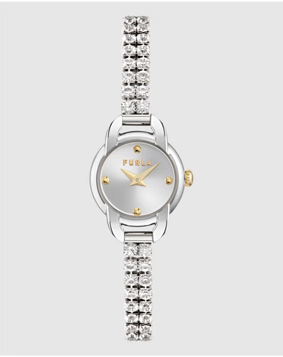 Furla - Mini Shape Silver-Tone with Crystals Bracelet Watch