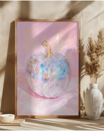 Olive et Oriel - Iridescent Disco Ball Pumpkin by Melloi Art Prints Art Print
