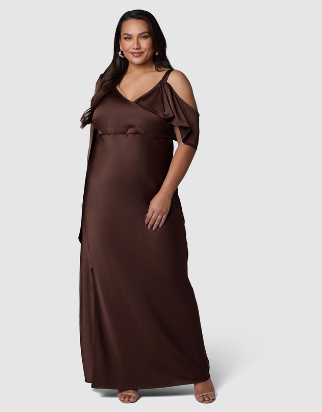 Pink Dusk by Curve Project - Tap In Satin Maxi Dress