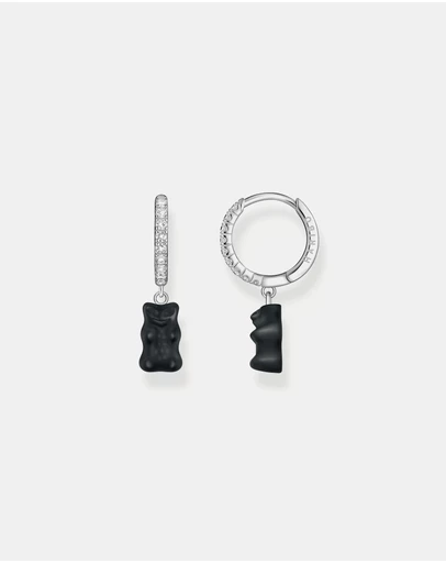 THOMAS SABO - Single hoop earring with black Goldbear pendant & zirconia