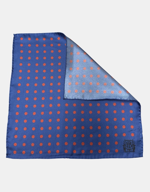 Henry Bucks - HENRY BUCKS Polka Dot Pocket Square NAVY/BURGUNDY