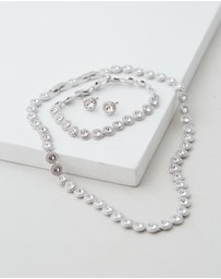 Swarovski - Una Angelic set, Round cut, White, Rhodium plated