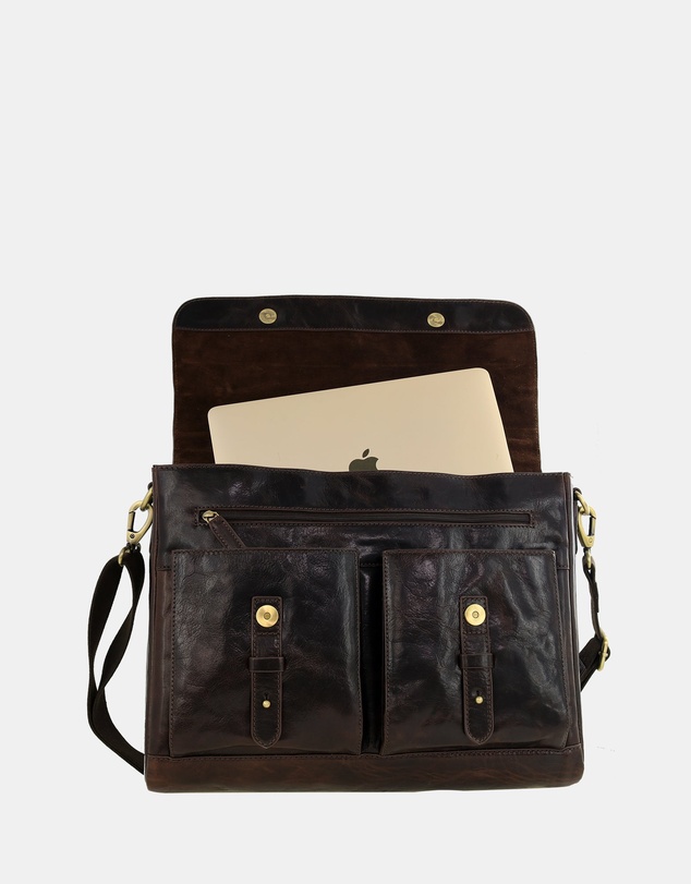 Pierre Cardin - Pierre Cardin Men's Leather Refined Messenger/Computer Bag