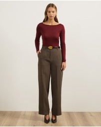 Atmos&Here - Wool Blend Boat Neck Long Sleeve Top