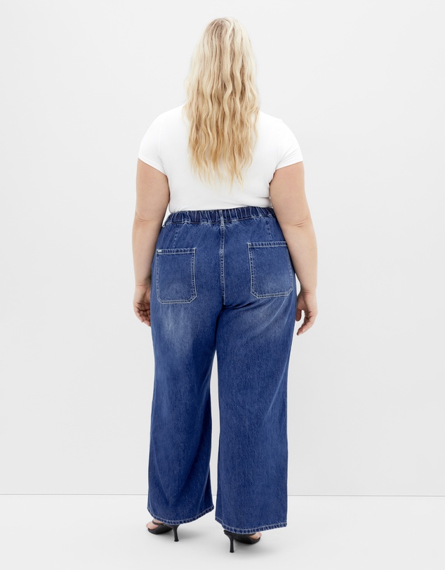 City Chic - Jorja Wide Leg Denim Jean - Mid Wash