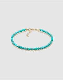 Elli Jewelry - Bracelet Women Layer Howlite Gemstone Beads 925 Sterling Silver Gold Plated