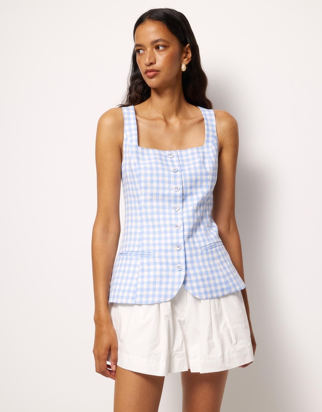 AERE - Gingham Square Neck Vest