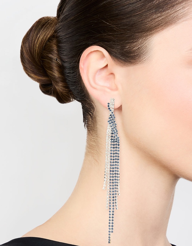 Lovisa - Silver Blue Diamante Twisted Chain Drop Earrings