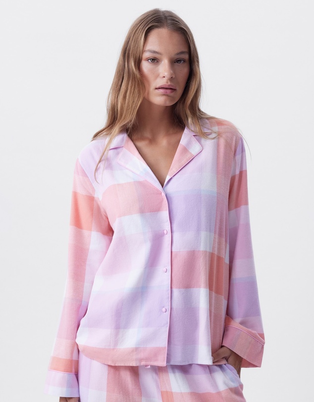 Bras N Things - Azlin Long Sleeve Shirt - Print Check