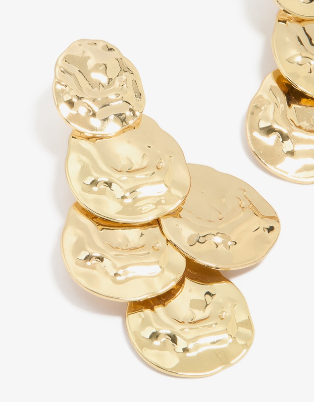 Lovisa - Gold Plated MoltenTextured Disc Drop Earrings
