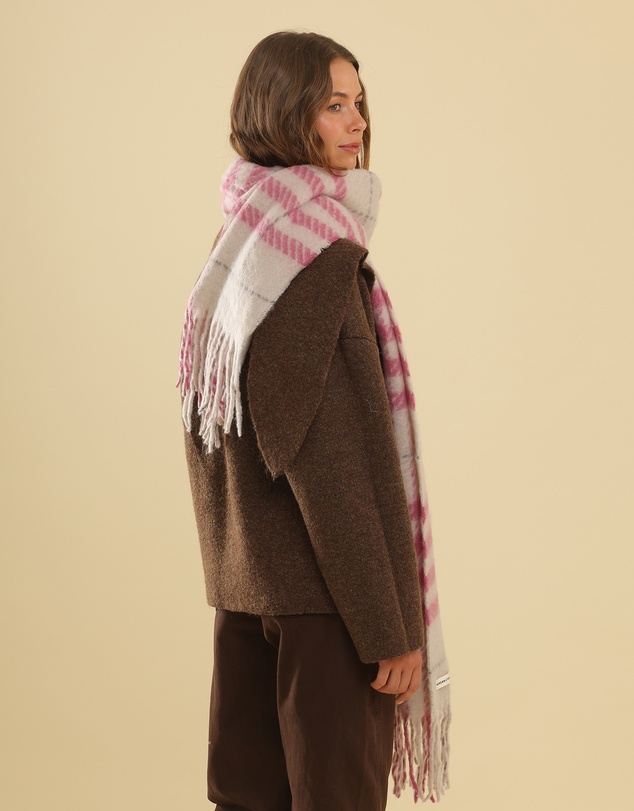 Morgan & Taylor - Hallie Scarf in Pink & Beige Check