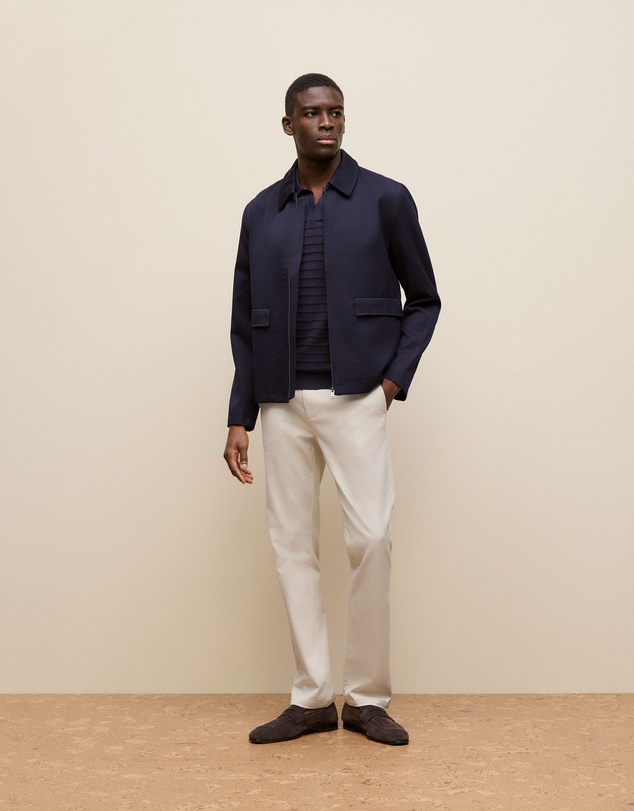 Trenery - Twill Pocket Detail Zip Jacket in Navy
